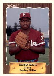 Warren Magee baseball card in a Reading Phillies uniform.