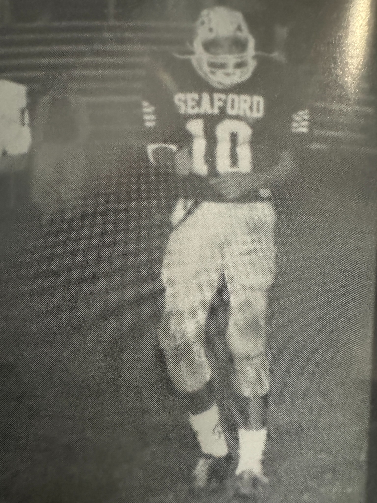 A Seaford football player in uniform.